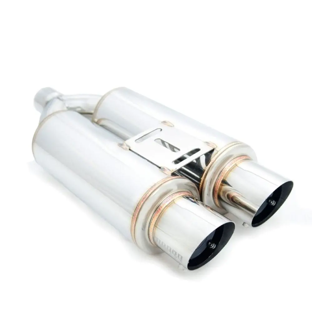 Megan M-Df Series 2.5" Inlet Exhaust Muffler [Silver Chrome Canister / Tips] 1