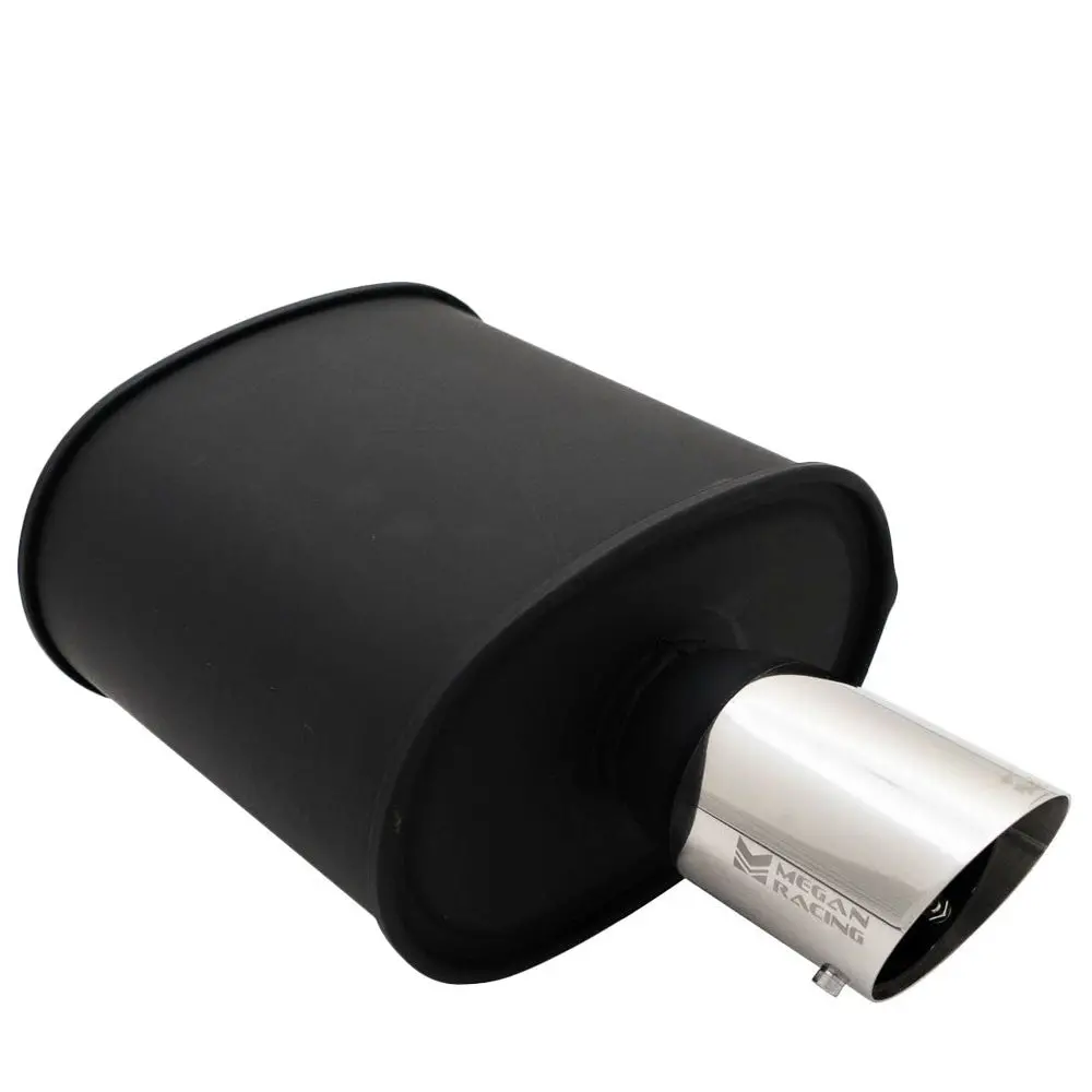 Megan M-Oe Series 2.5" Inlet Exhaust Muffler [Matte Black Canister / Chrome Tip] 1