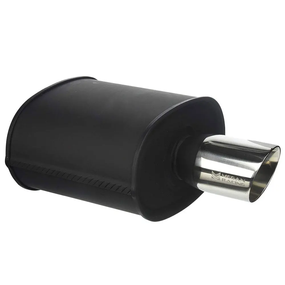 Megan Racing Universal Muffler 3.5" Tip/2.4" Inlet Matte Black Chrome Rolled Tip 1