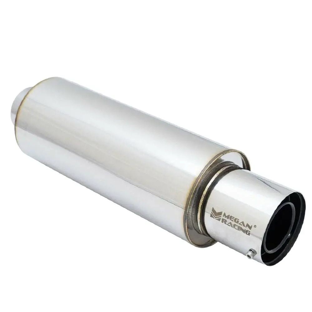 Megan Mr-Mu-N1 Metallic M-N1 Turbo Weld-On Muffler Silver Chrome W/Silencer 1
