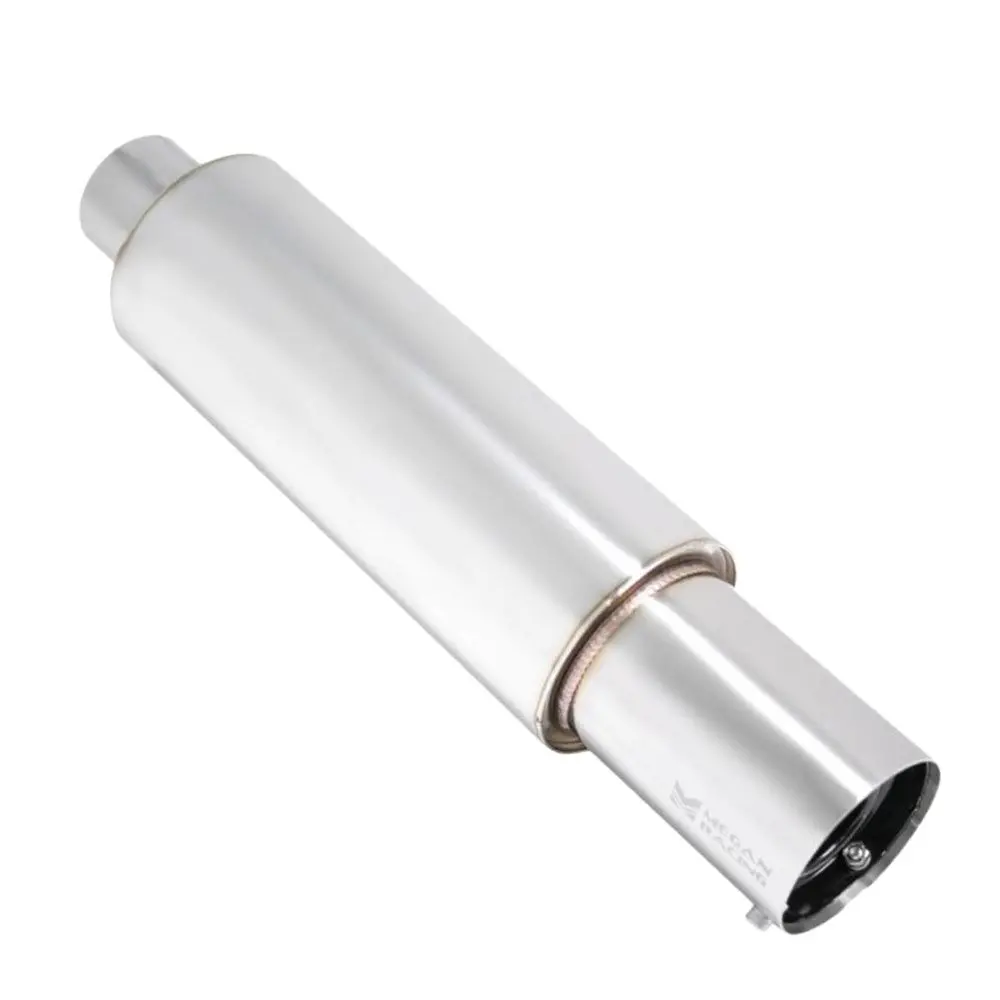 Megan S-N1 Series 2.5" Inlet Exhaust Muffler [Silver Chrome Canister / Tip] 1