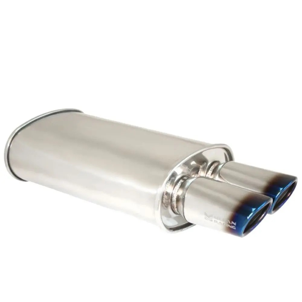 Megan Ov-A Universal Weld-On Muffler Exhaust (Silver/Burnt 3.5" Dual Oval Tips) 1