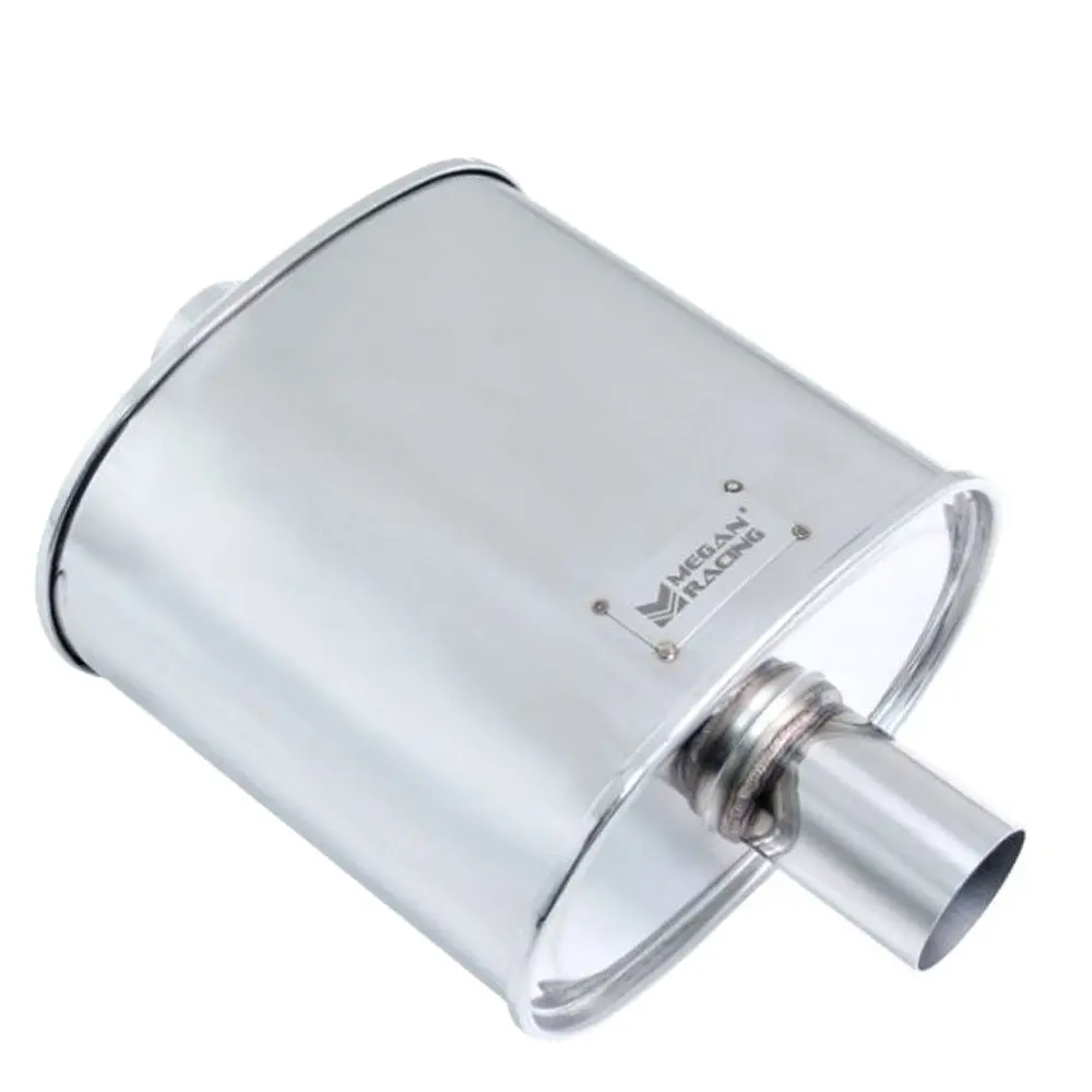 Megan 2.5" Inlet Exhaust Muffler Without Tip [Silver Chrome] 1