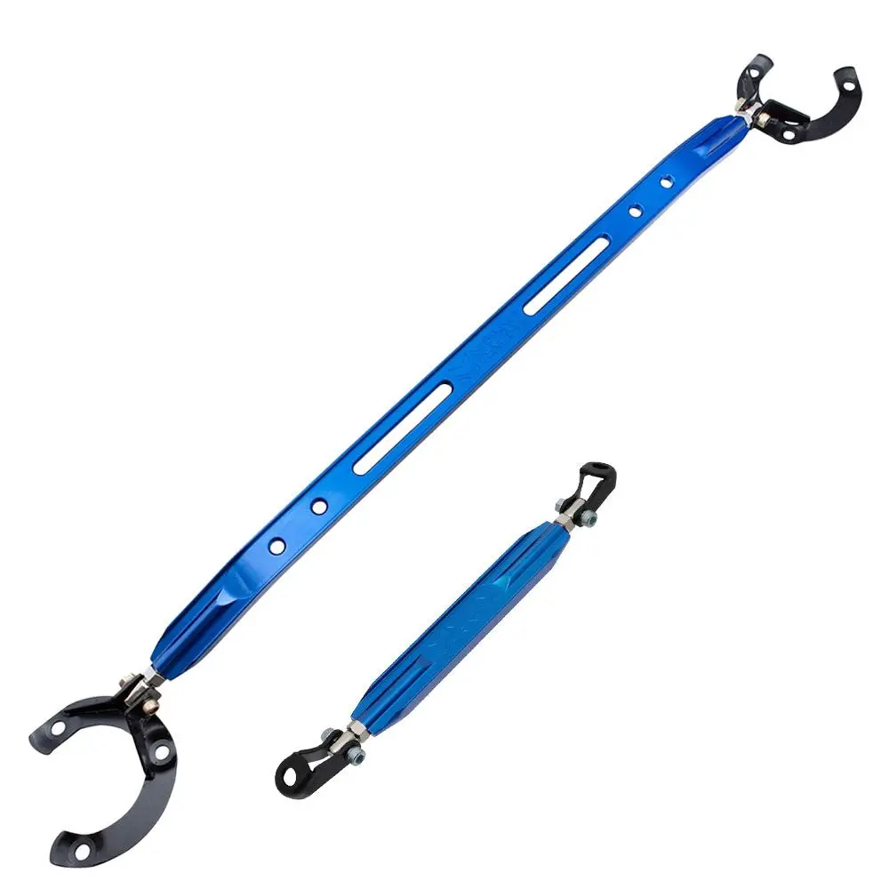 Megan Blue Front Upper/Rear Lower Strut Tower Brace Bar For 01-05 Honda Civic 1