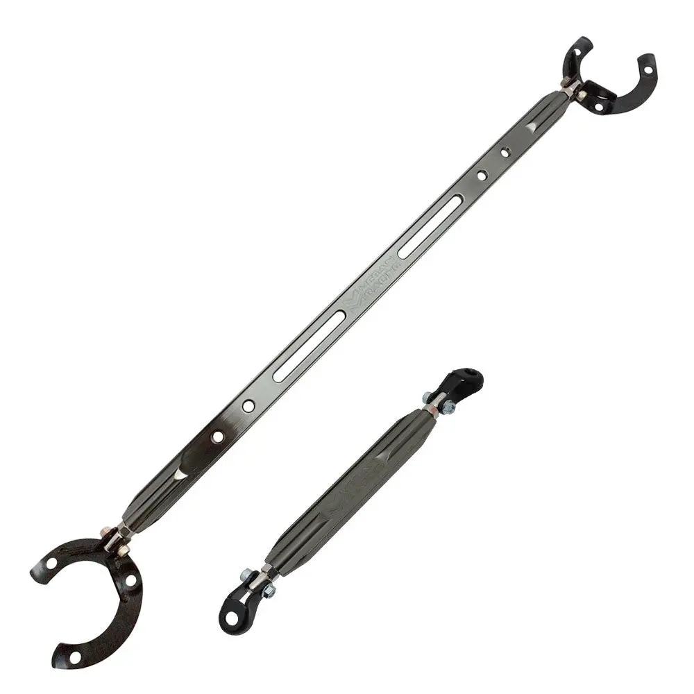 Megan Gunmetal Front Upper/Rear Lower Strut Brace Bar For 01-05 Honda Civic 1