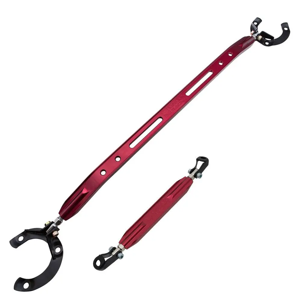 Megan Red Front Upper/Rear Lower Strut Tower Brace Bar For 01-05 Honda Civic 1