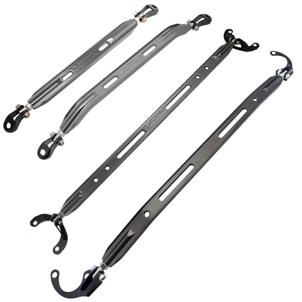 Megan Racing Gunmetal [Front Upper/Lower & Rear Upper/Lower] Strut Tower Brace Bar For 96-00 Honda Civic 6Th Gen 1