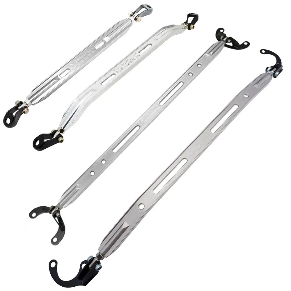 Megan Racing Polish [Front Upper/Lower & Rear Upper/Lower] Strut Tower Brace Bar For 96-00 Honda Civic 6Th Gen 1