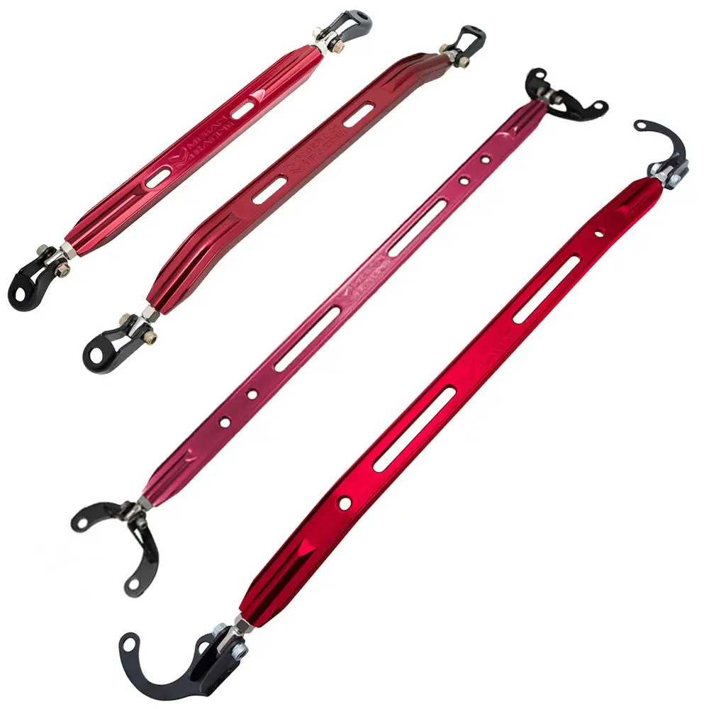 Megan Racing Red [Front Upper/Lower & Rear Upper/Lower] Strut Tower Brace Bar For 96-00 Honda Civic 6Th Gen 1