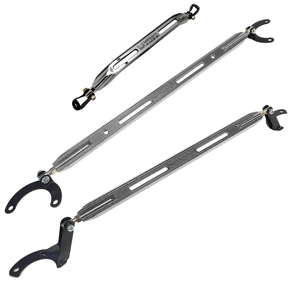 Megan Gunmetal Front & Rear Upper+Rear Lower Strut Tower Bar For 92-96 Prelude 1