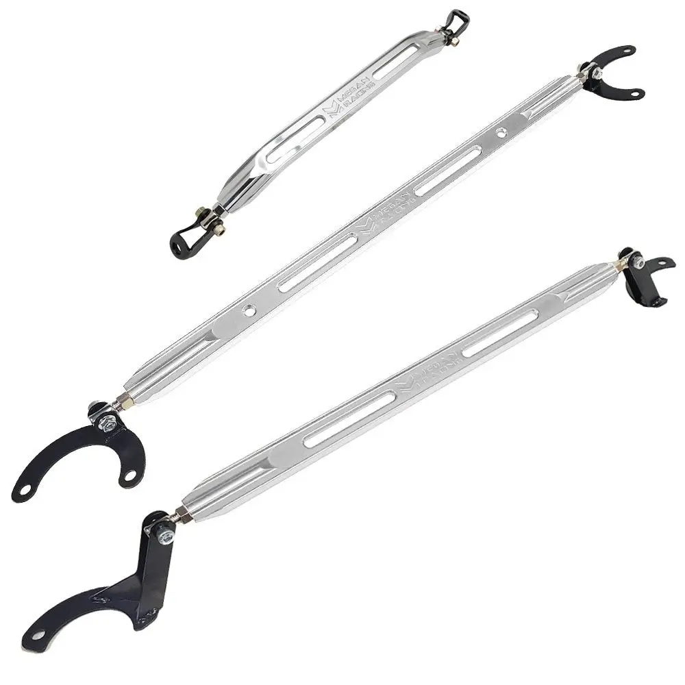Megan Polish Front & Rear Upper+Rear Lower Strut Tower Bar For 92-96 Prelude 1