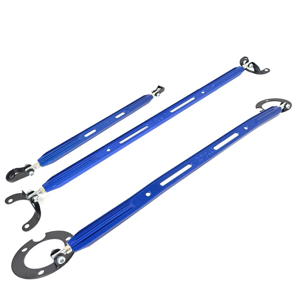 Megan Racing Blue Front&Rear Up+Rear Lo Strut Tower Brace Bar For 95-99 Eclipse 1
