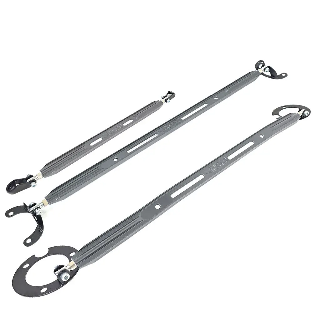 Megan Racing Gunmetal Front&Rear Up+Rear Lo Strut Tower Bar For 95-99 Eclipse 1