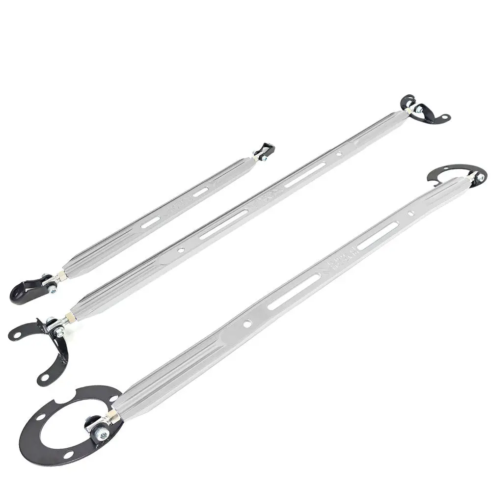 Megan Racing Polish Front&Rear Up+Rear Lower Strut Tower Bar For 95-99 Eclipse 1
