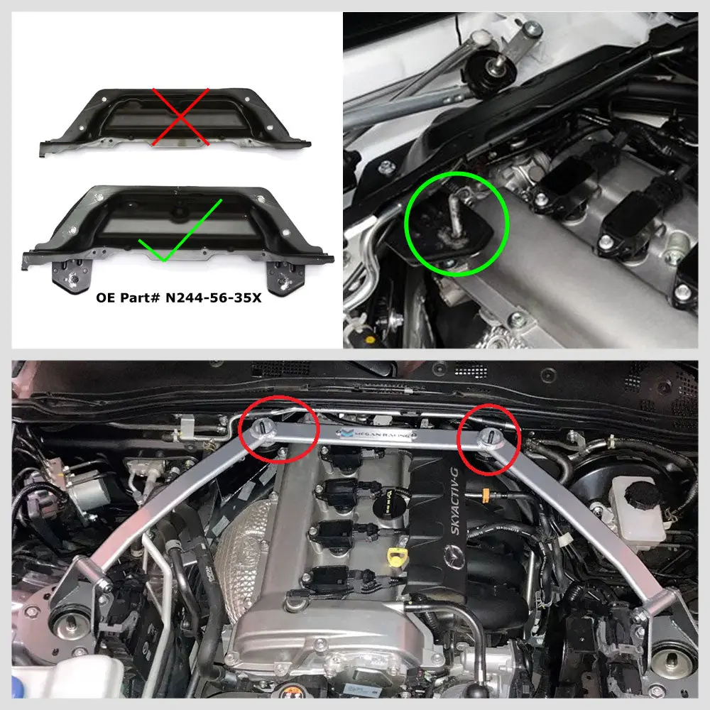 Megan Front/Rear Upper Strut Tower Brace Bar For 16-25 Mx-5 Miata Nd (Club/Brembo) 2