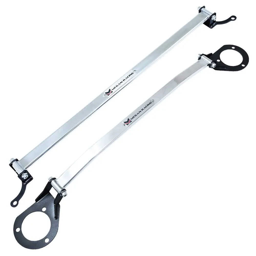 Megan Upper + Rear Upper Aluminum Race Spec Strut Bar Tower Brace For 93-02 Mazda Rx-7 Fd Fd3s 1