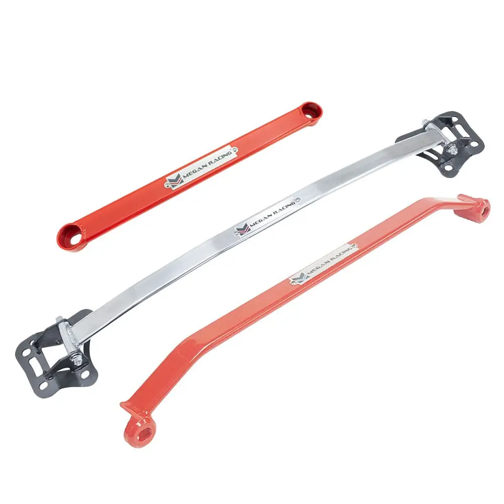 Megan Red Race Front Upper & Lower/Rear Lower Tower Strut Bar For 03-09 350Z Z33 1