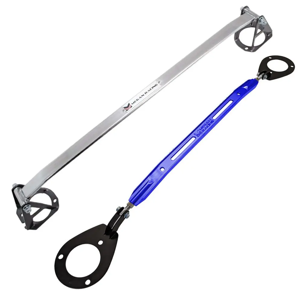 Megan Blue/Alu Front&Rear Upper Strut Tower Brace Bar For 95-98 Nissan 240Sx S14 1