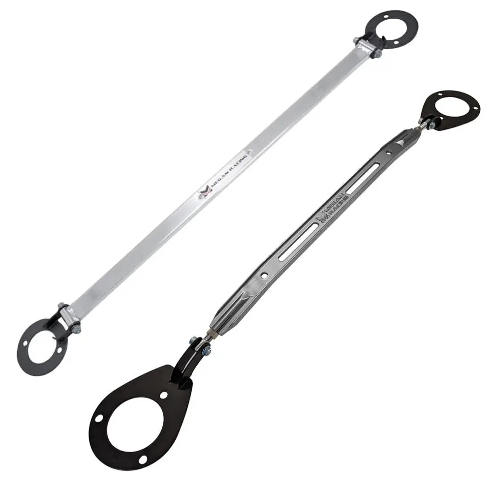 Megan Gunmetal/Alu Front&Rear Upper Strut Tower Brace Bar For 89-94 240Sx S13 1