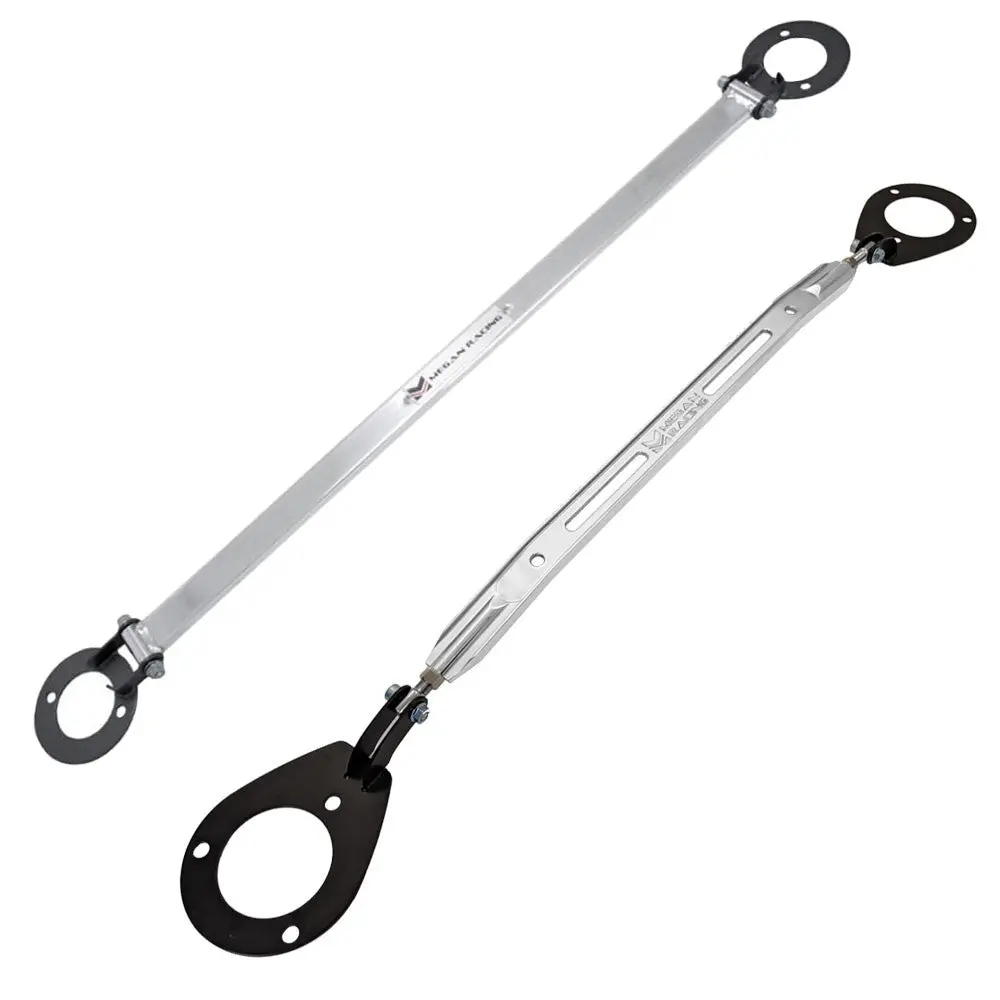 Megan Polish/Alu Front&Rear Upper Strut Tower Brace Bar For 89-94 240Sx S13 1
