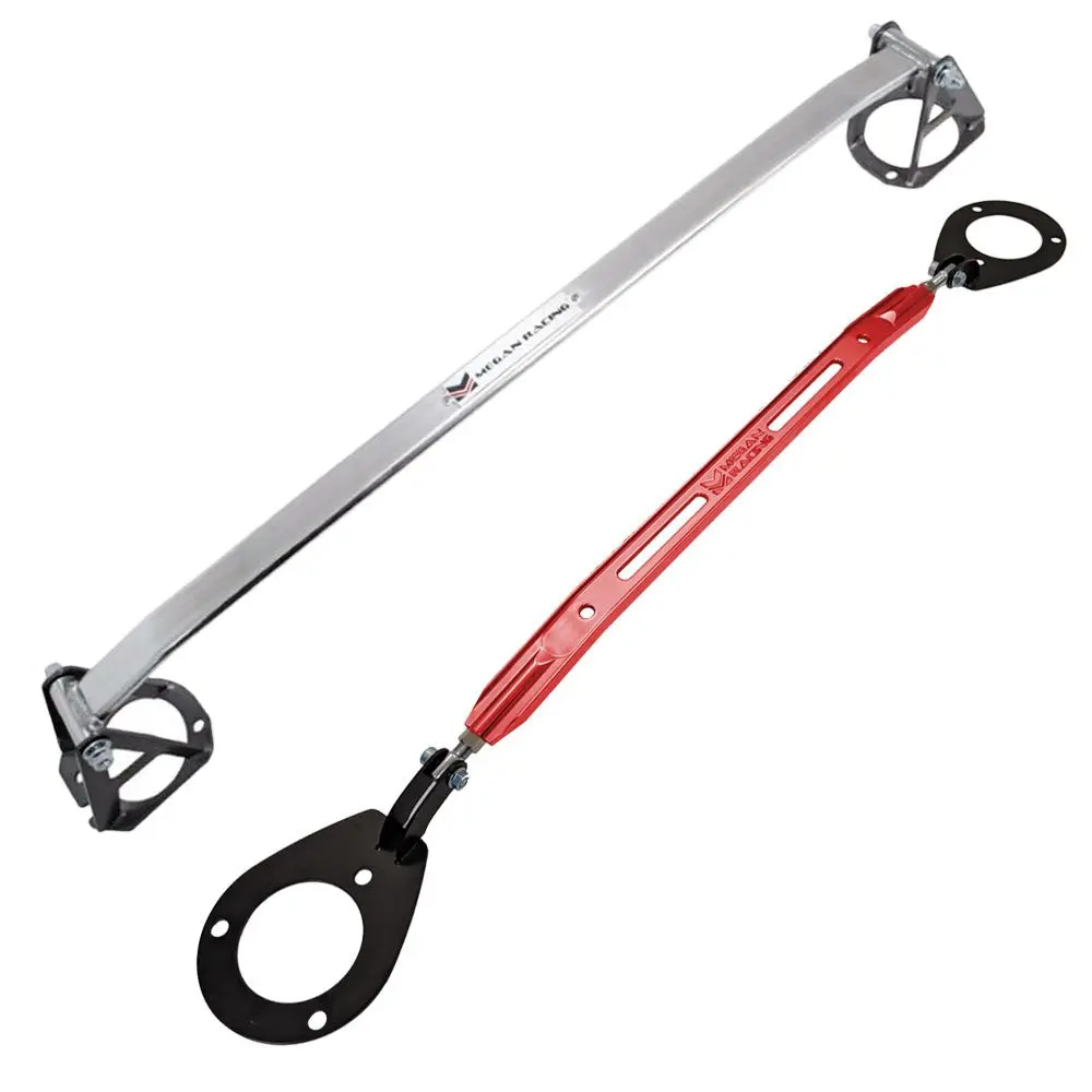 Megan Red/Alu Front&Rear Upper Strut Tower Brace Bar For 95-98 Nissan 240Sx S14 1
