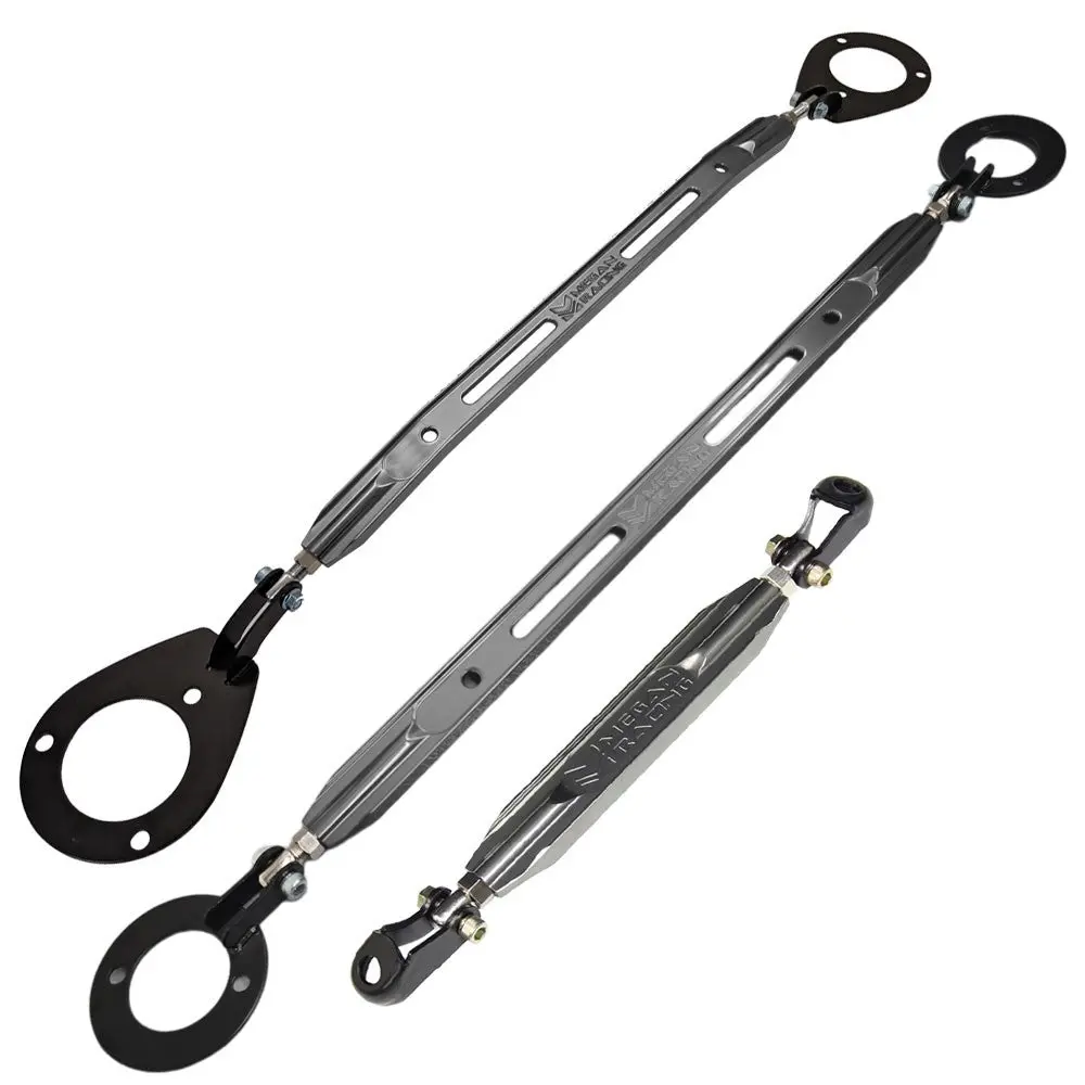 Megan Gunmetal Front Upper + Rear Lower + Rear Upper Strut Bar Tower Tie Brace For 89-94 Nissan 240Sx S13 1