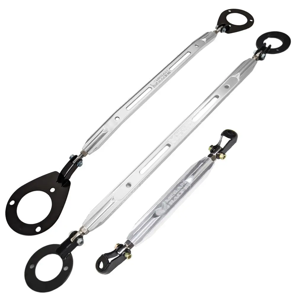 Megan Polish Front Upper + Rear Lower + Rear Upper Strut Bar Tower Tie Brace For 89-94 Nissan 240Sx S13 1