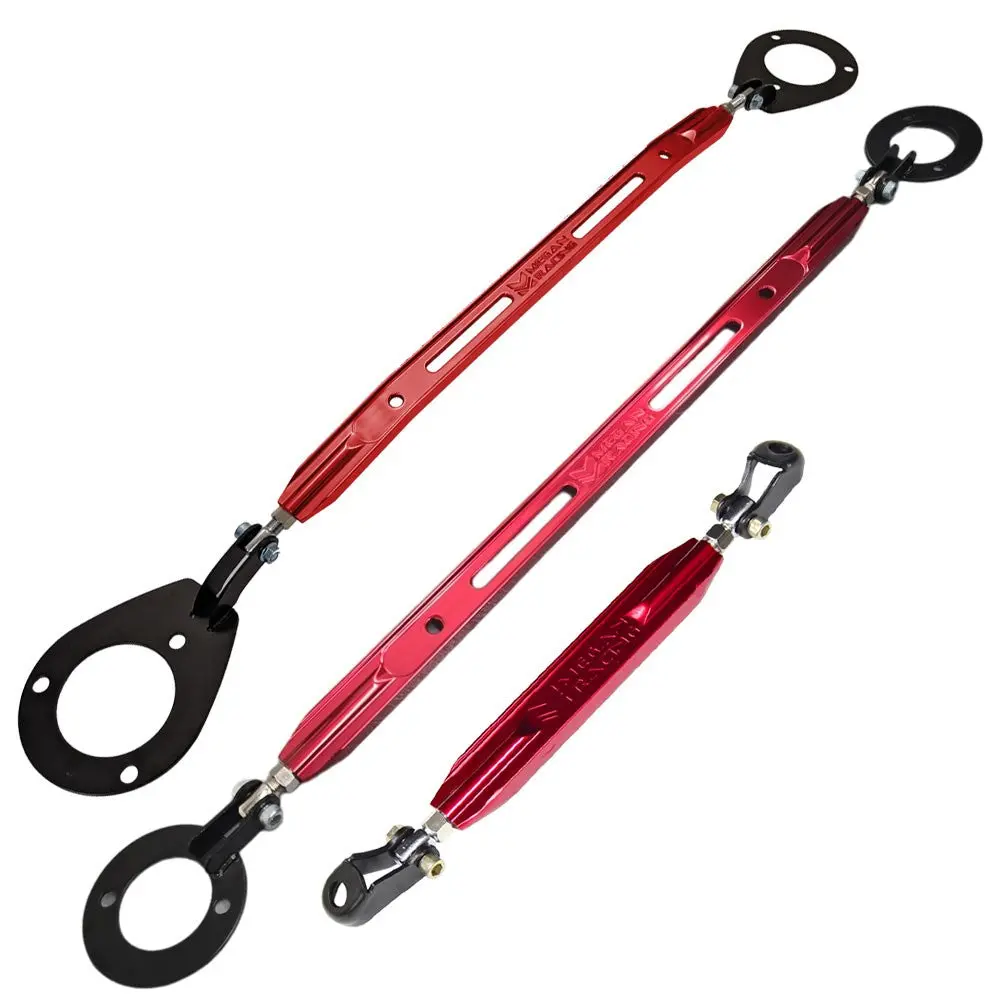Megan Red Front Upper + Rear Lower + Rear Upper Strut Bar Tower Tie Brace For 89-94 Nissan 240Sx S13 1