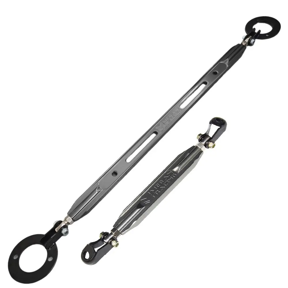 Megan Gunmetal Rear Lower + Rear Upper Strut Bar Tie Brace For 89-94 Nissan 240Sx S13 1