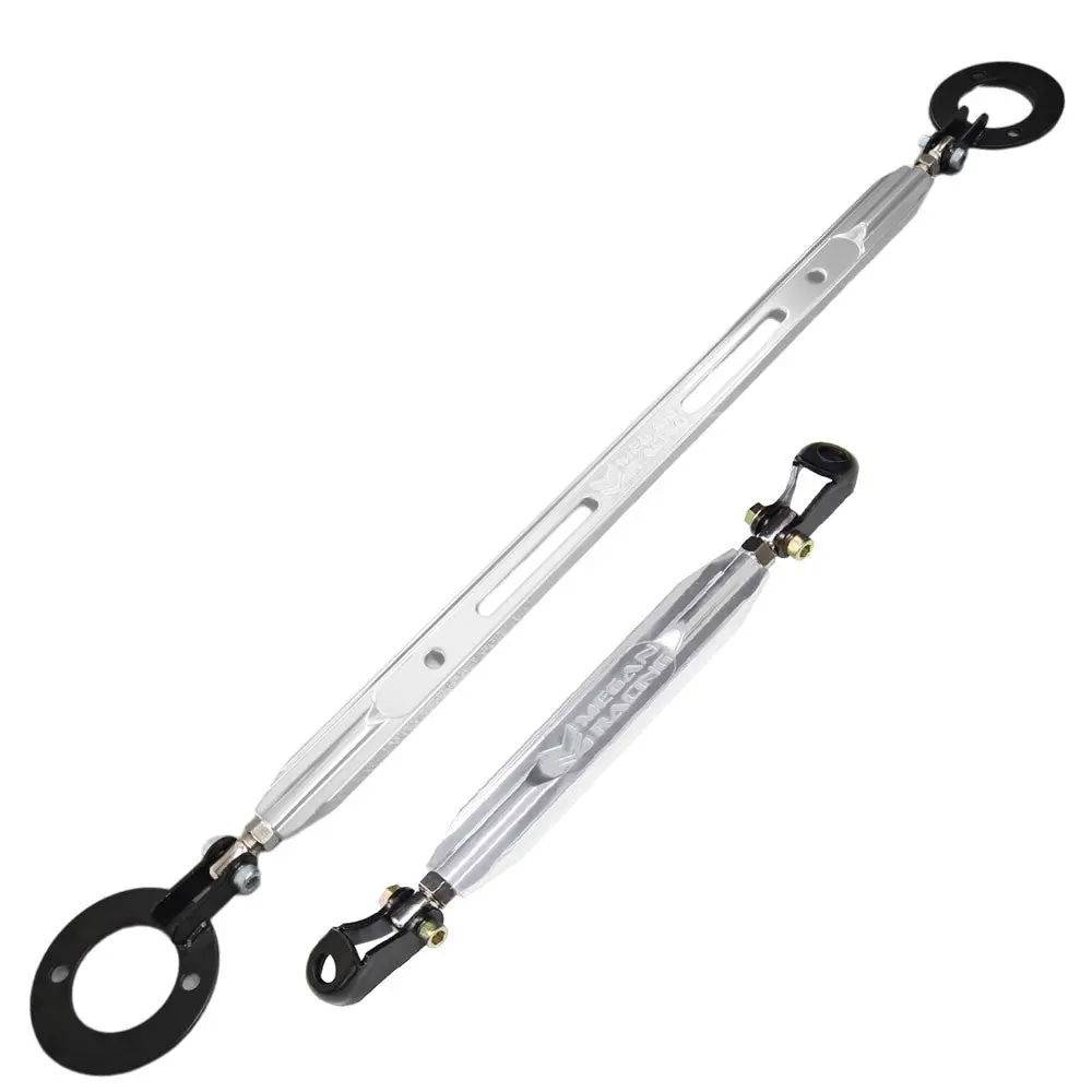 Megan Polish Rear Lower + Rear Upper Strut Bar Tie Brace For 89-94 Nissan 240Sx S13 1