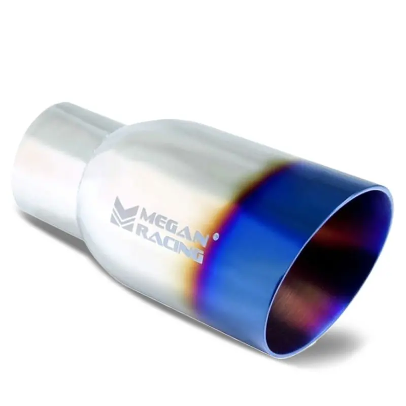 Megan 3.5" Rolled 2.5" Inlet Round Slanted Burnt Blue Universal Muffler Tip 1