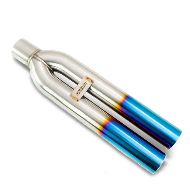 Megan 3" Dual Pipe Straight Burnt Blue Universal Vip Blast Exhaust Muffler Tip 1