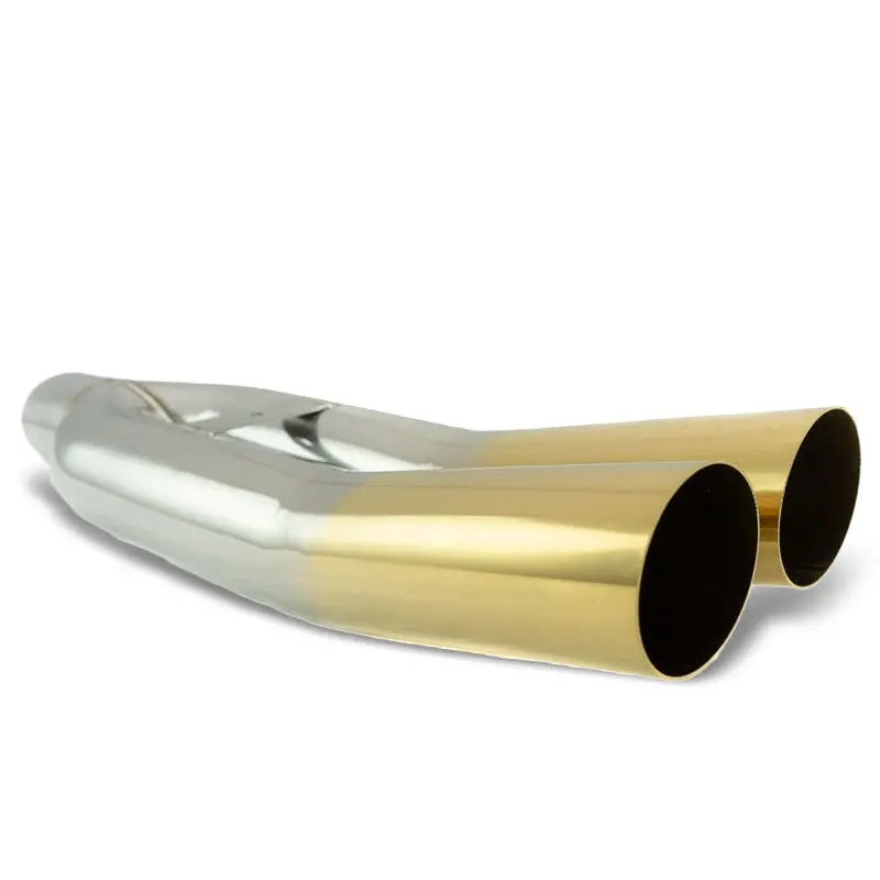 Megan 3" Dual Pipe Angled Cut Burnt Gold Universal Vip Blast Exhaust Muffler Tip 1