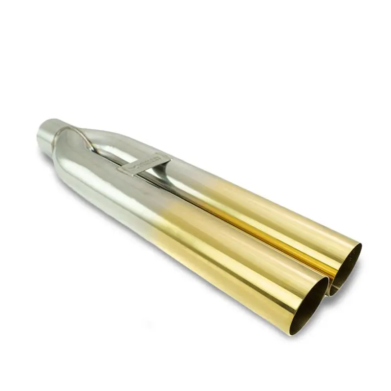 Megan 3" Dual Pipe Straight Burnt Gold Universal Vip Blast Exhaust Muffler Tip 1