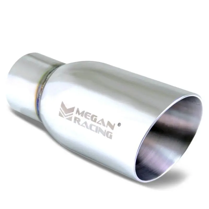 Megan 3.5" Rolled 2.5" Inlet Round Slanted Universal Muffler Tip 1