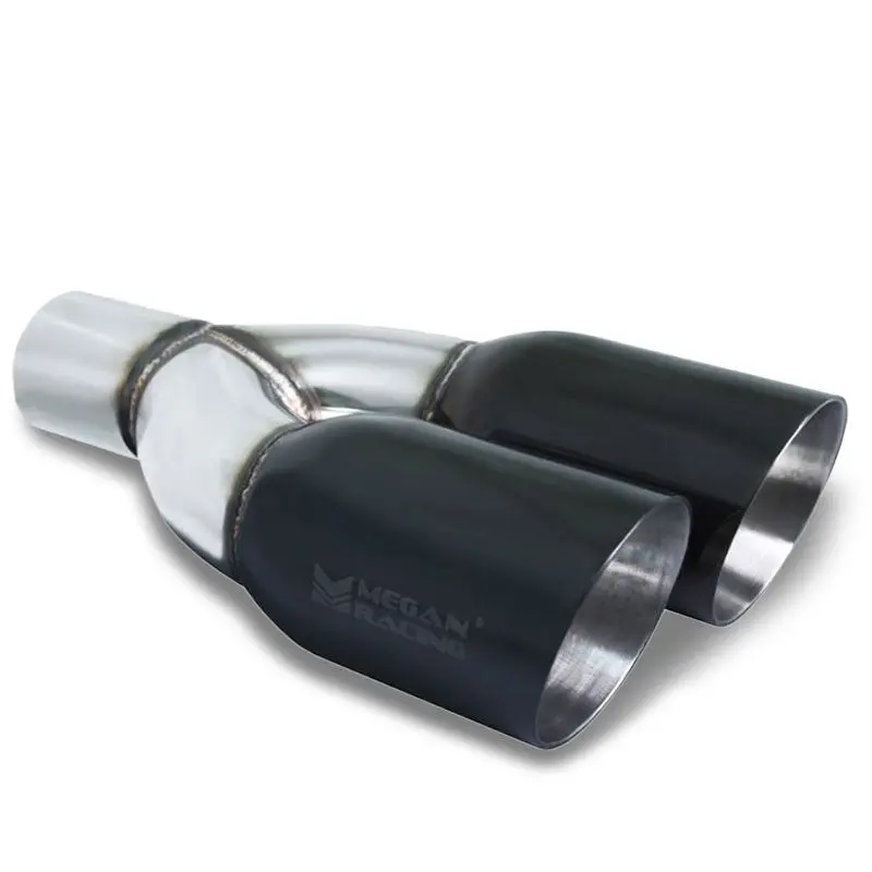 Megan Racing 3.5" Dual Tips Black Chrome Universal Muffler Tip Driver Side 1