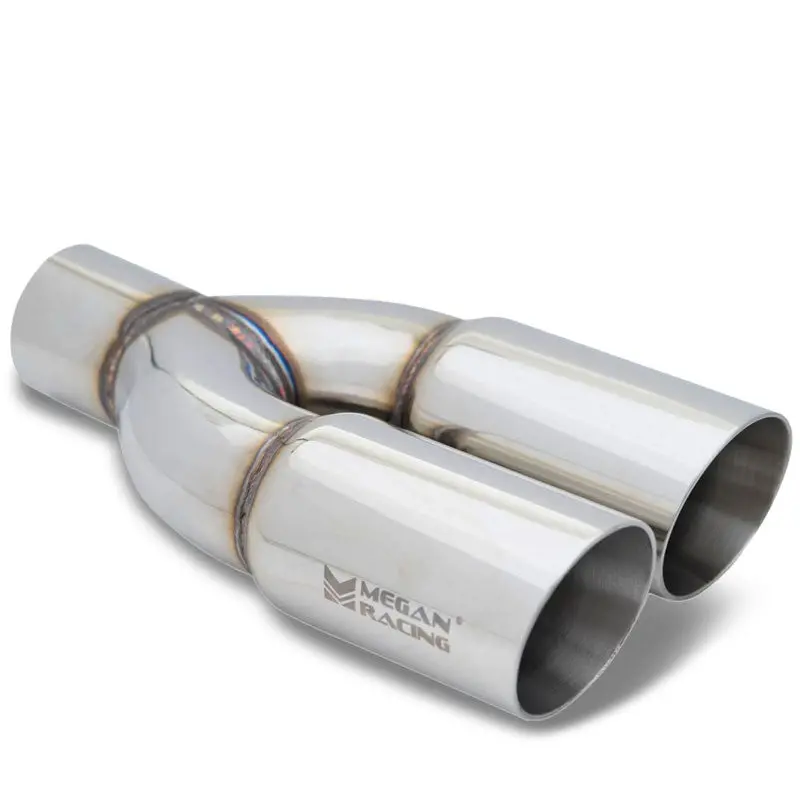 Megan Racing 3" Dual Tips Round Slanted Universal Muffler Tip Passenger Side 1