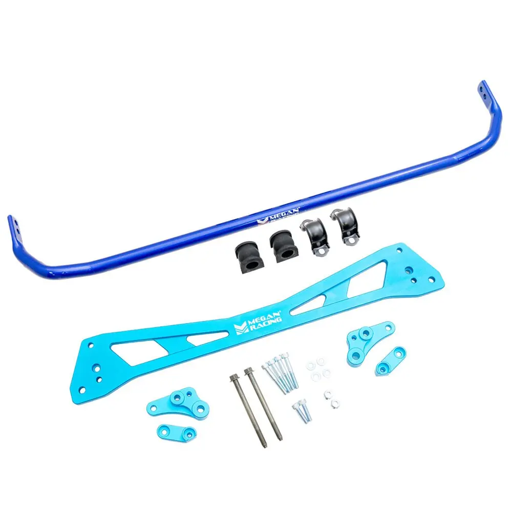 Megan Adjustable 25.4Mm Blue Steel Rear Sway Bar Bushing Kit & Sub Frame Brace For 92-95 Civic Ej Eg Eh 1