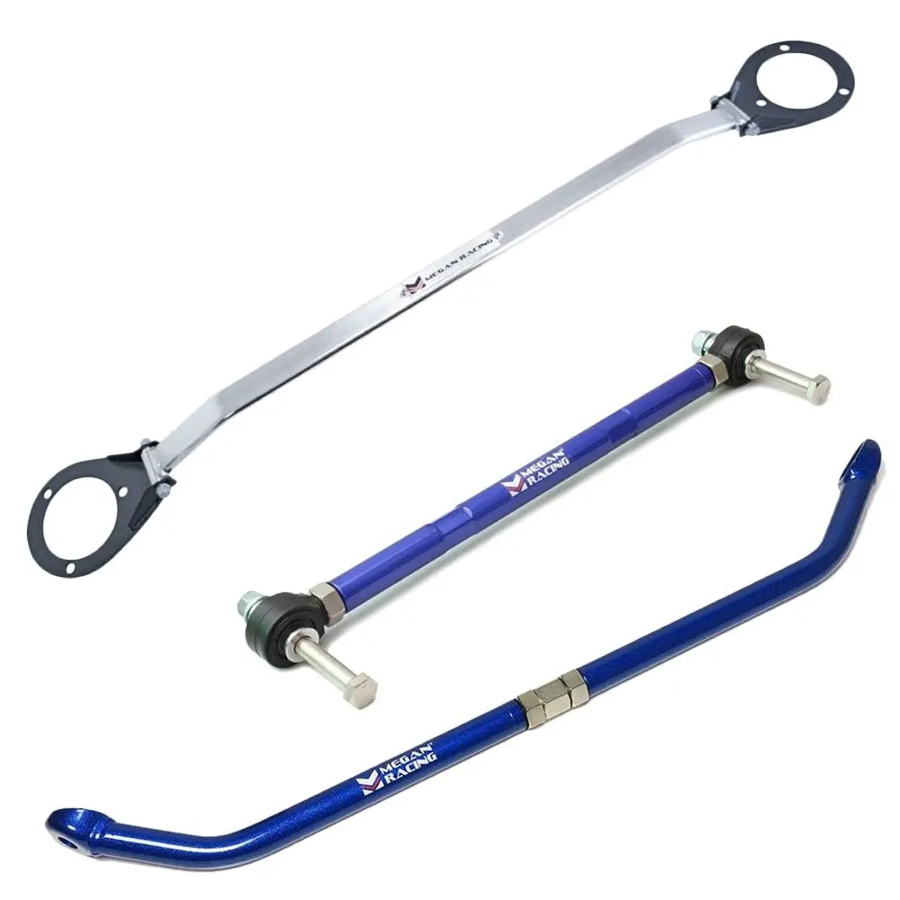 Megan Blue Front Tension Rod + Rear Lower Sub Frame Support Bar + Front Upper Strut Bar For 88-98 Nissan 240Sx S13 S14 1
