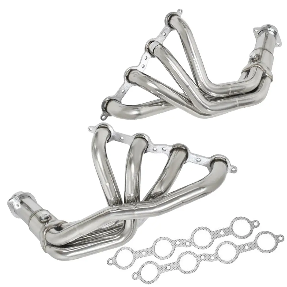 Manzo Long Tube Exhaust Manifold Manifold For 05-13 Chevy Corvette 6.0L 6.2L C6 1