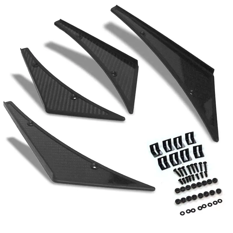 Nrg Carbon Fiber Look Race Canard Diffuser Fin Kit 4-Piece Front/Rear Bumper 1