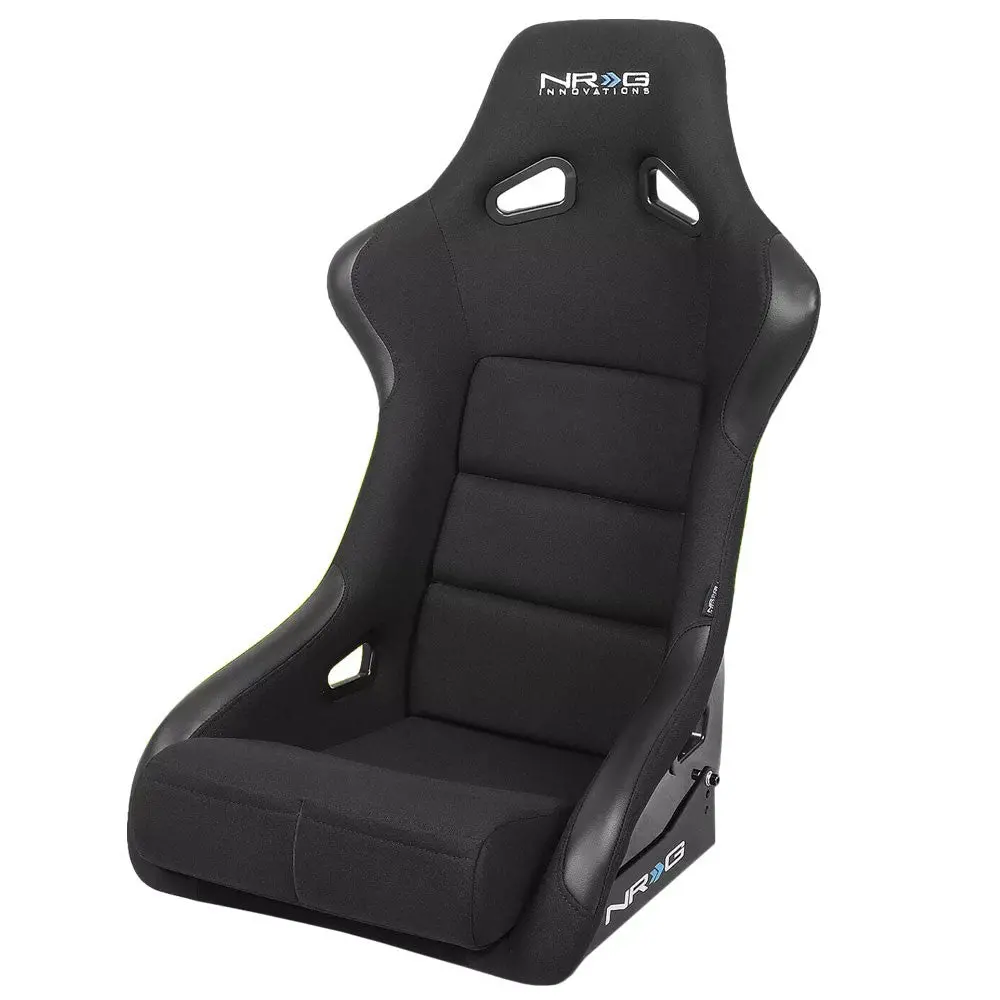 Nrg Frp-301 Fixed Back Bucket (Large) Racing Seat Black Woven Fabric / Leather 1