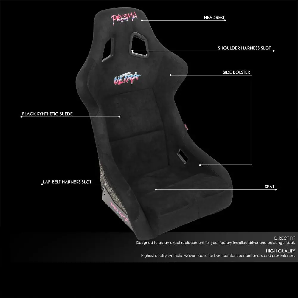 Nrg Frp-302Bk-Ultra Prisma Ultra Bucket (Large) Ultra Nrg Logo Racing Seat Black 2