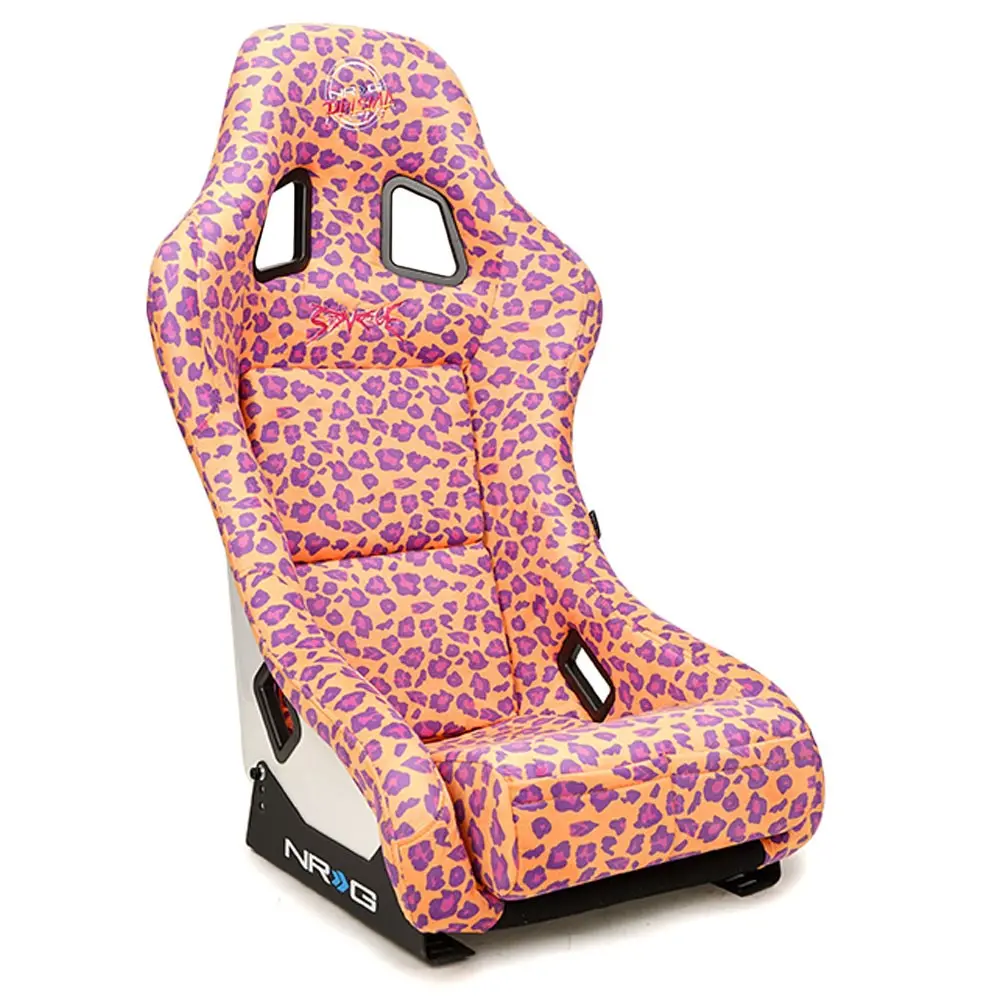 Nrg Frp-303-Or-Savage Prisma Fixed Position Bucket Racing Seat W/Bottom Mount (Orange Savage Cheetah Print) 1