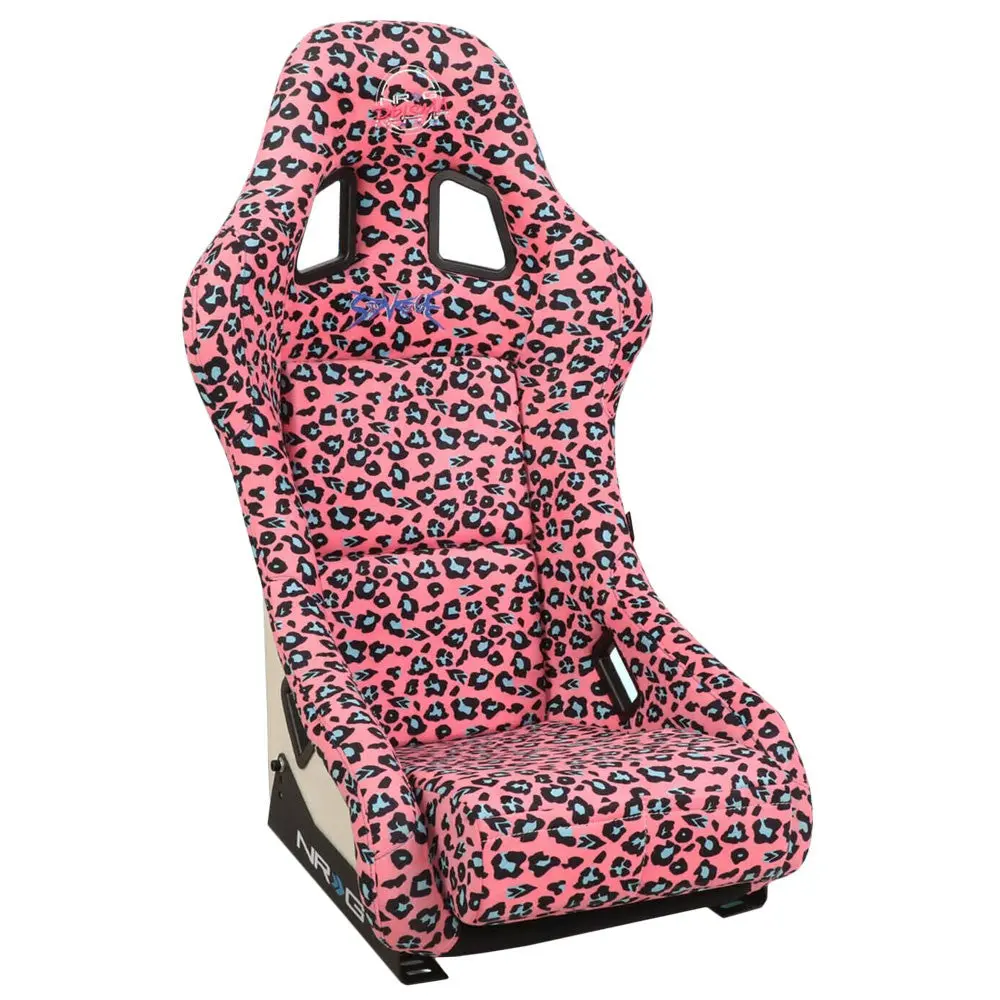 Nrg Frp-303-Pk-Savage Prisma Fixed Position Bucket Racing Seat W/Bottom Mount (Pink Savage Cheetah Print) 1