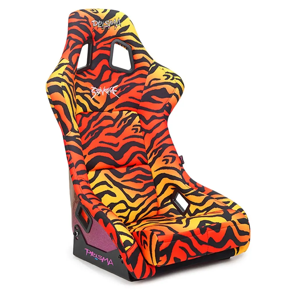 Nrg Frp-303Tigre-Savage Prisma Fixed Position Bucket Racing Seat W/Bottom Mount (Tiger Yellow & Orange Print) 1