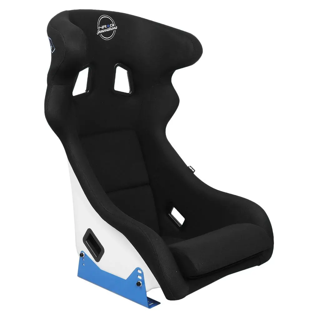 Nrg Frp-600Wt Fixed Back Position Bucket Seat W/Side Mount (Black/White) (Black/White/Blue) 1
