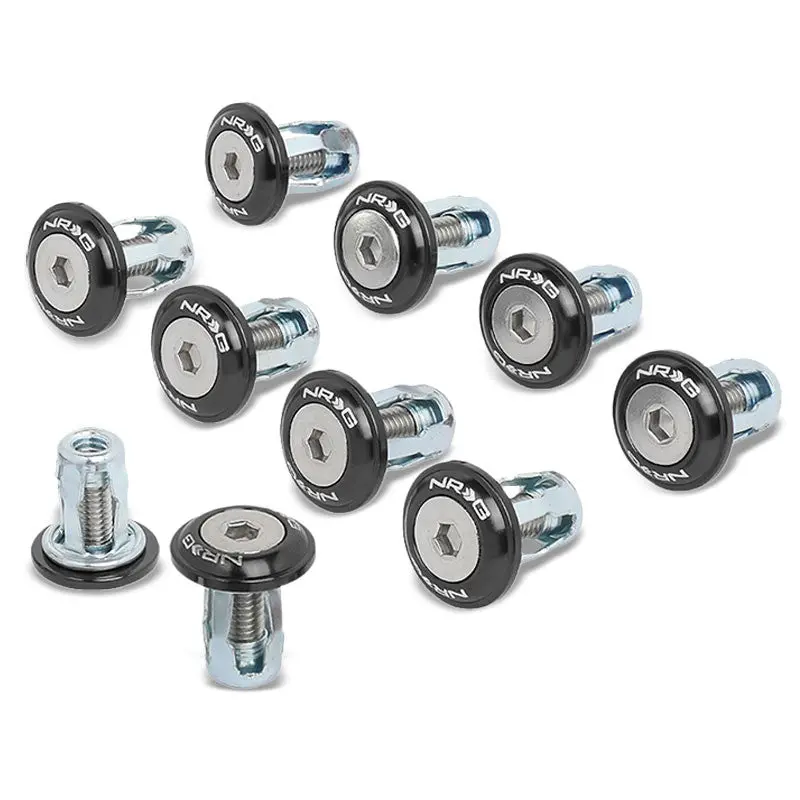 Nrg 10Pc Rivets For Metal 20Mm Bumper Trunk Fender Washer Gunmetal/Silver Bolt 1