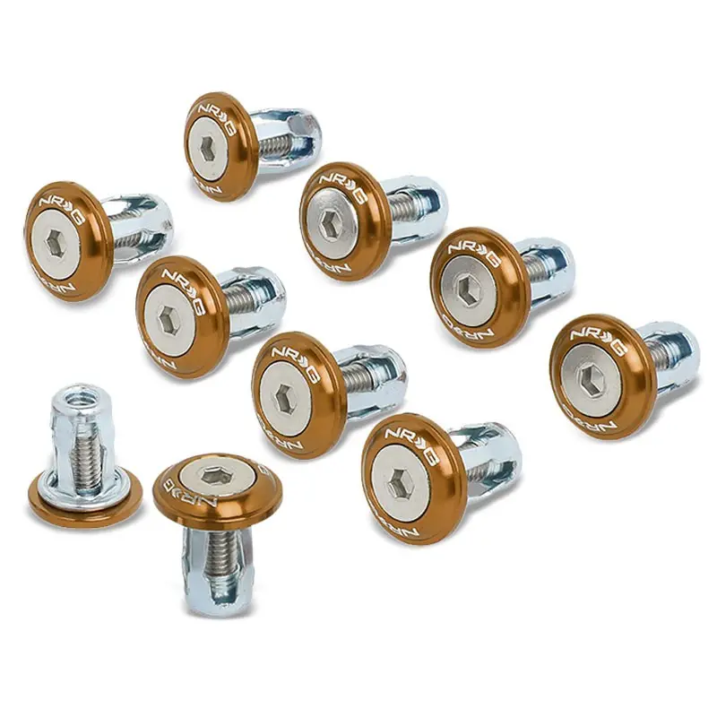 Nrg 10Pc Rivets For Metal 20Mm Bumper Trunk Fender Washer Rose Gold/Silver Bolt 1