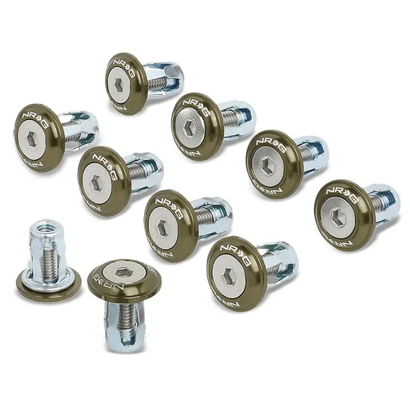 Nrg 10Pc Rivets For Metal 20Mm Bumper Trunk Fender Washer Titanium/Silver Bolt 1